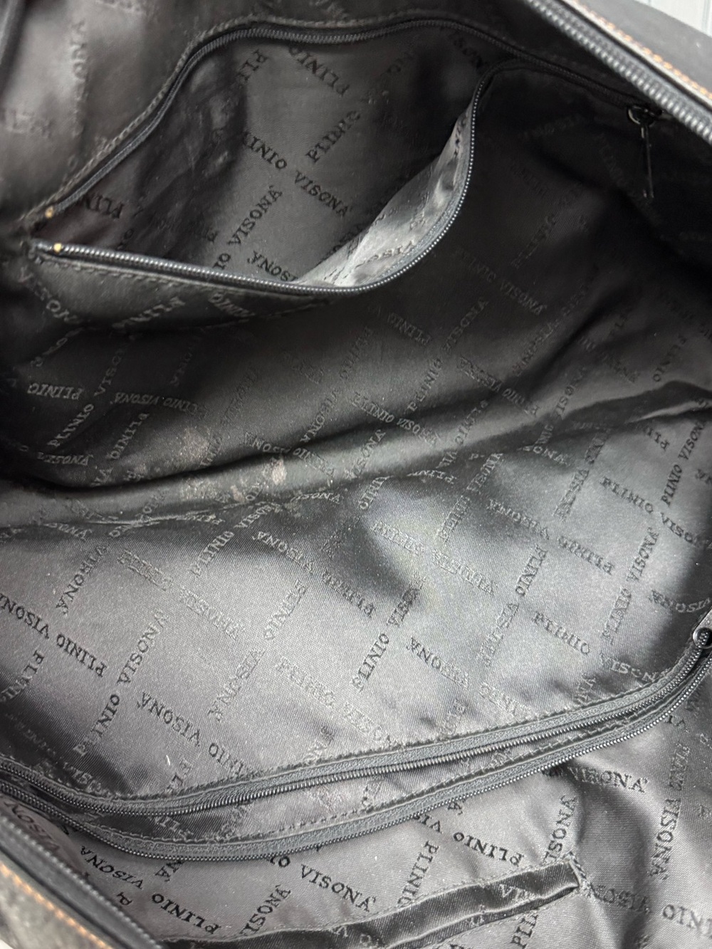 Plinio Visona Black Leather Baguette Shoulder Bag Made in Italy Minimalist - Picture 9 of 17